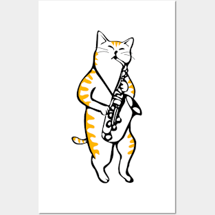 Saxocat - Cat Playing Saxophone Posters and Art